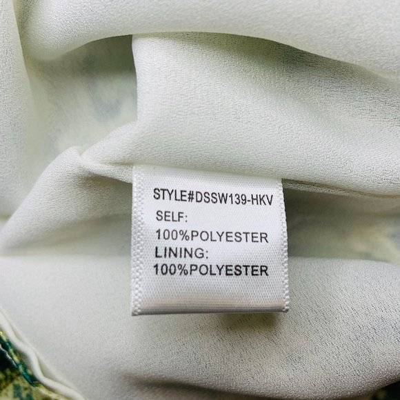 4SI3NNA Green Snakeskin Print Ruffled Shoulder Straps Dress - Size Medium - Picture 6 of 9